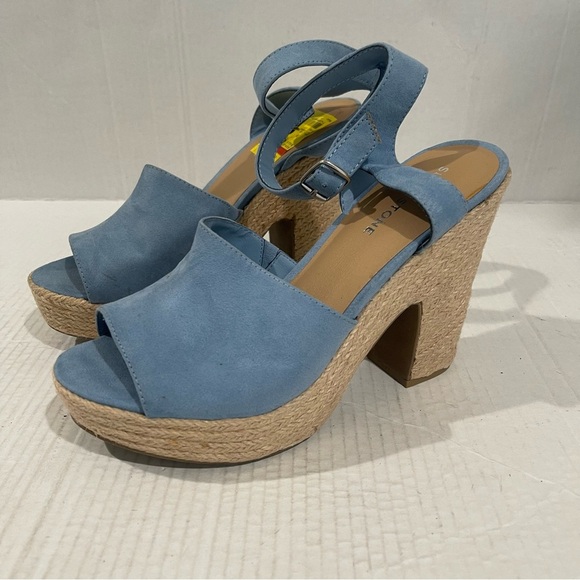 Women’s Sun + Stone Blue Fey Buckle Block Heel Platform Sandals Size 10 US! - Picture 3 of 8